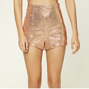 Rose Gold Metallic Sequin High Rise Shorts Size XS
